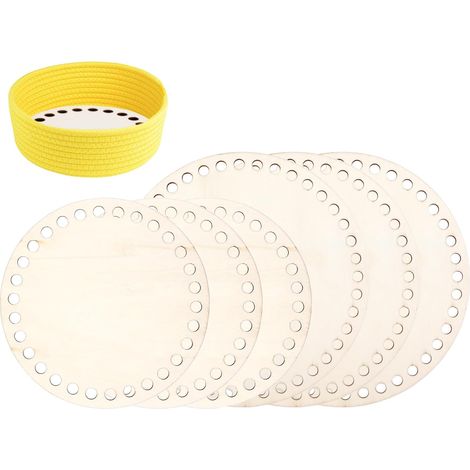 Lot de 6 fonds de panier en bois pour crochet, 15 cm/20 cm, fond rond en crochet, fond en bois pour crochet, panier en bois naturel pour bricolage, bricolage