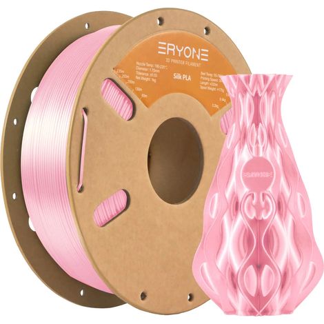 Bobina de 3 kg de filamento PLA rosa seda ecológico, compatible con impresoras 3D. (1/2)