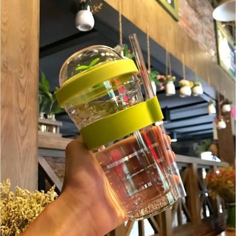 (Grüne) Teetasse – Nicht spezifiziert – 360 ml – Kunststoff – Grün – Mit Strohhalm (1/4)