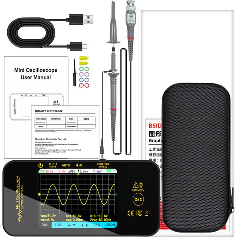 Oscilloscope numérique BSIDE OT5, 50 MHz 200 MSa/s, écran TFT 3,2 pouces 320240, batterie au lithium intégrée de 1200 mAh. (1/5)