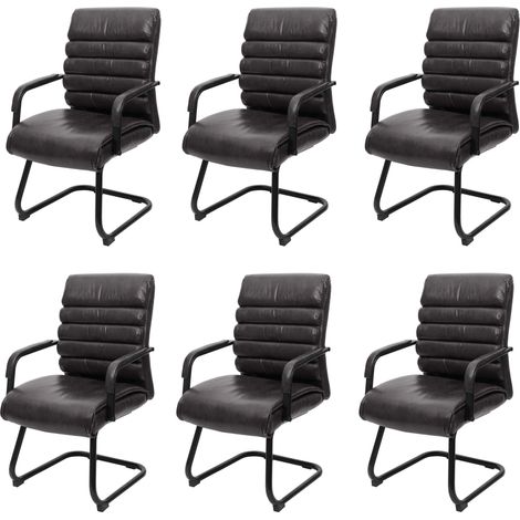 Lot de 6 chaises de conférence HWC-H31, chaise de salle à manger cantilever vintage imitation daim métal - similicuir no (1/5)