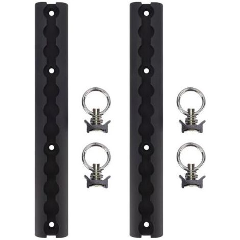 Rail d'arrimage en aluminium en forme de L, épaisseur 304 mm, avec 4 anneaux ronds, pour motos, quads, motos tout-terrain et pick-ups (noir). (1/5)