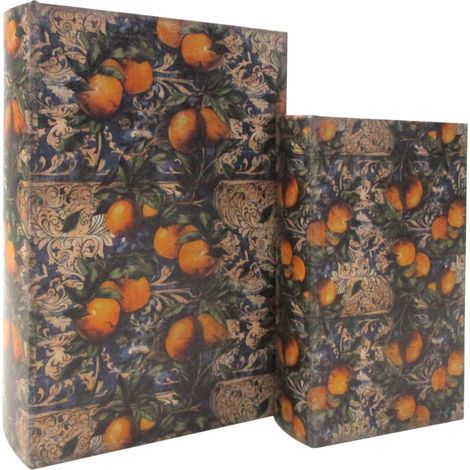 Scatola per libri con limoni 2U - Decorazione per la casa vintage - Set di 2 unità