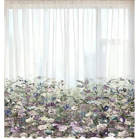 Tissu transparent d'intimité d'écharpe de-Fleurs 10 132x213cm (1/2)