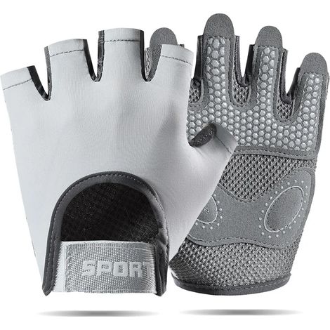 (Gris, Taille S) Gants de sport respirants, unisexes, adaptés au cyclisme et à l'entraînement de musculation en salle de sport.