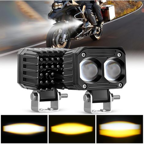 Lumières de conduite de moto 2,5 pouces White Amber Spot Beam Fog Light LED Pods IP67 Éclairage auxiliaire hors route imperméable pour moto Dirt Bike e-Bike Scooter Motoneige ATV UTV SUV Camion