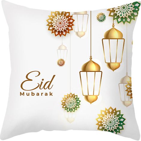 Housse de coussin en velours peau de pêche Golden Moon à imprimé ethnique (1/2)