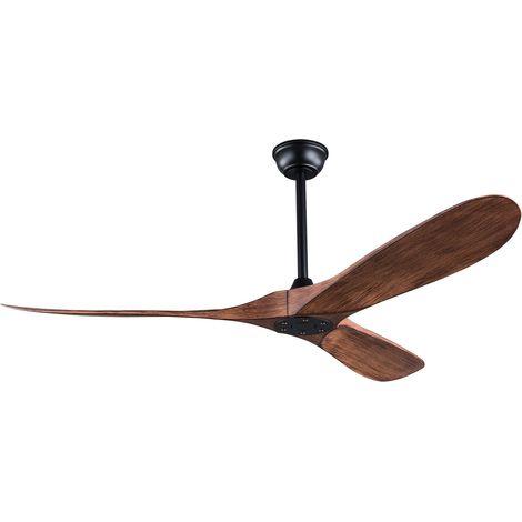 Ventilador de techo de 42 pulgadas sin luz con mando a distancia, 6 velocidades, motor DC silencioso, negro y nogal (1/5)