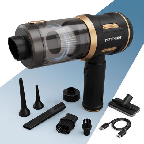 4 en 1 Aspirateur Voiture Puissant sans Fil 7800 mAh Jusqu’à 40 Min USB-C Filtre HEPA Lavable Moteur sans balais 120 W Aspirateur à Main Auto et Maison 3 Niveaux 7 Accessoires (1/5)