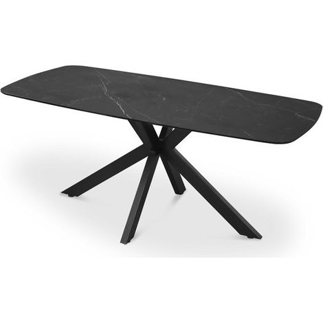 Esstisch VINCI Länge 180cm mit 10mm Platte in schwarzer Marmoroptik