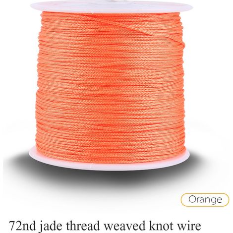 Cordon macramé en nylon pour nœud chinois, 100 m x 0,8 mm, fil orange pour bracelets Shamballa (1/5)
