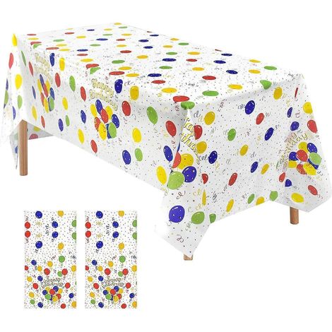 2er-Set bunte Ballon Tischdecke 137x274cm wiederverwendbar wasserdicht für Party Geburtstag