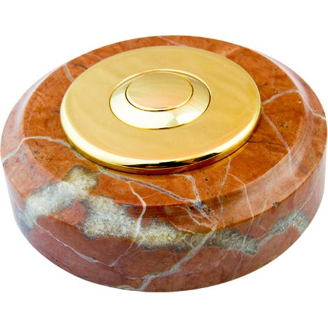 Sonnette Bordeaux filaire marbre rouge collerette laiton