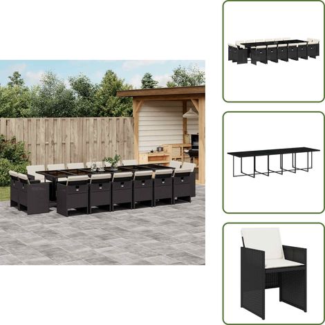 Cuscini da giardino - vidaXL Set da Pranzo da Giardino 17 pz con Cuscini Nero in Polyrattan - Rattan PE