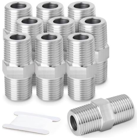 2 pièces de raccords tuyauterie à embout hexagonal en acier inoxydable 304, raccord droit adaptateur pour tuyau mâle BSP 1-1/2\ (1/5)