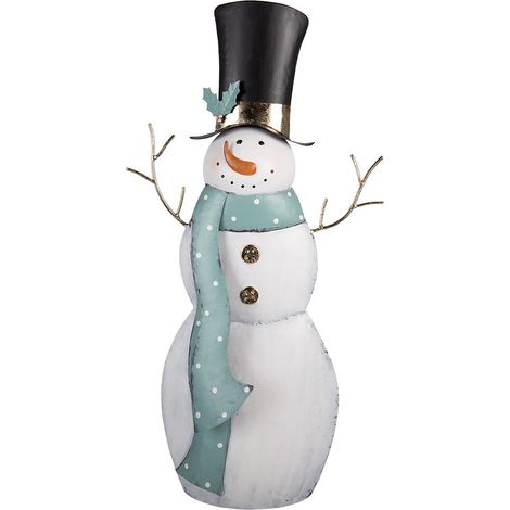 Bonhomme de Neige Décoratif de Noël en Métal Blanc pour Intérieur et Extérieur 36 x 13 x 69 cm - PANGIVO (1/4)