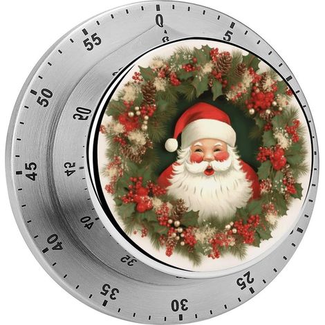 Minuteur en acier inoxydable forme de couronne Père Noël avec (1/5)
