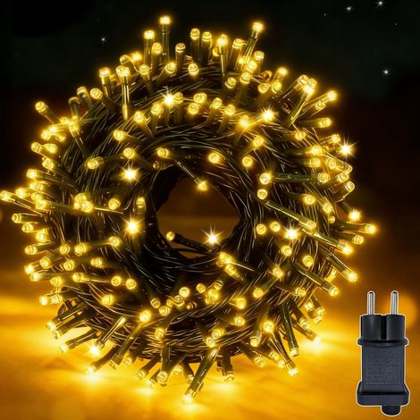 Guirlande Lumineuse Extérieure Interieur 8 Modes Sapin de Noël Blanc Chaud 100m avec Prise Minuterie Fonction Mémoire, IP44 Étanche Lumières de Noël Exterieur Parfait pour Jardin, Balcon