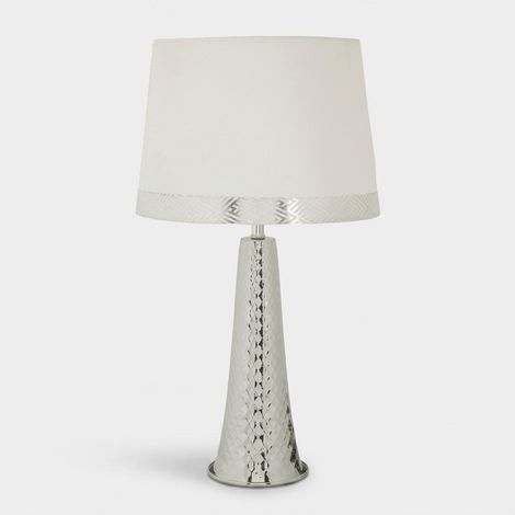 Lampada da tavolo in ferro e tessuto Tower - Silver (1/4)