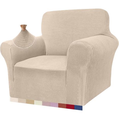 Sofabezug Sofahusse Jacquard Stretch Haustiere 1 Sitzer Beige (1/5)