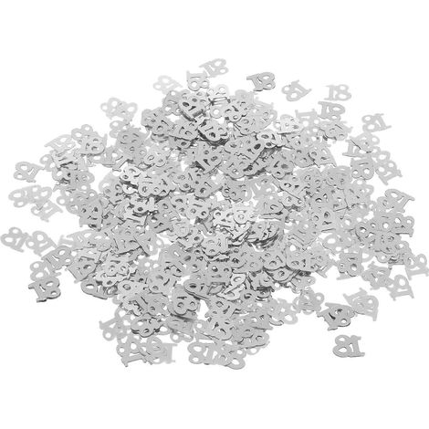 600 confettis numériques monochromes à paillettes pour fête d'anniversaire « Joyeux lancer » (18 ans et plus) - Décoration de fête (Argent)-Silver