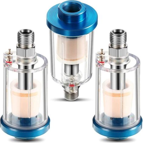 3pcs Airbrush Oil Water Separator Filter, Moisture Separator Filter, 1/4" NPT Inlet and Outlet (1/5)