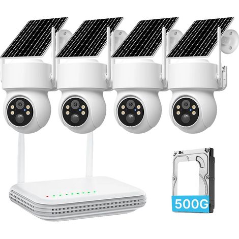 Caméra WiFi, Détection de mouvement PIR, Vision nocturne en couleur, 4 Caméra 8ch NVR Ajouter 500G (1/2)