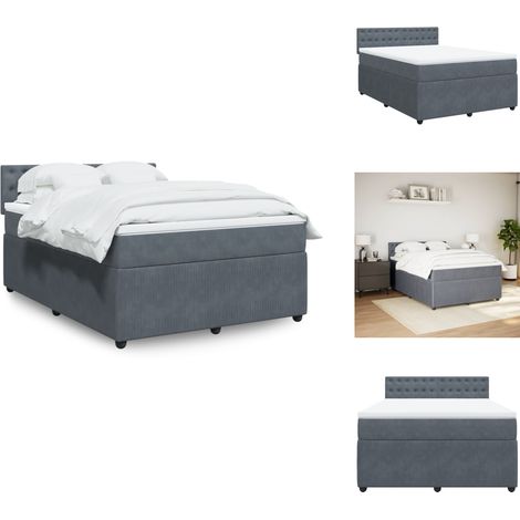 Sommier à lattes de lit et matelas Gris foncé 140x190cm Velours - Sommier À Lattes De Lit - Sommiers À Lattes De Lit - Lit - Meuble De Chambre À Coucher (1/5)