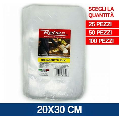 REBER BUSTE SACCHETTI SOTTOVUOTO SOTTO VUOTO ALIMENTI MADE ITALY 24313V CM 20X30 25 PZ (23982)