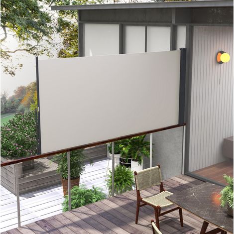 Seitenmarkise 300x140 cm aus Polyester Hellgrau OKMYHOME (1/5)
