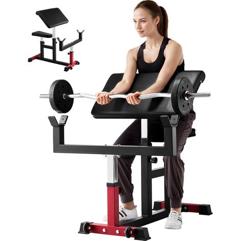Mophorn Preacher Curl Bench – Krafttrainingsgerät für Bizeps. Max. Belastung 200 kg, einstellbar für sitzendes Armtraining und isoliertes Langhantel-/Kurzhanteltraining. Ideal für Heimstudio. (1/5)