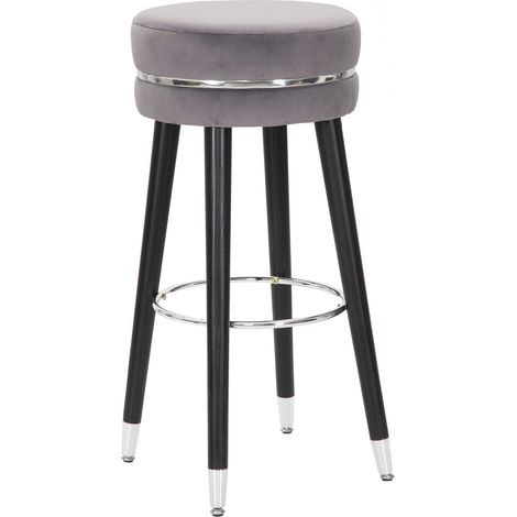 Sgabello Bran, Imbottito, Rivestimento in Velluto, Materiale Struttura in Legno, 35x35x74h cm Nero