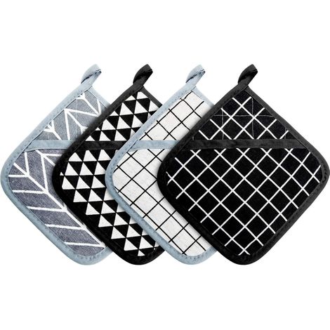 Set de Grands Manique Mitaines de Four en Coton Manique de Casserole Résistants à la Chaleur Manique de Pot Carré pour Cuisine (4 Pièces)