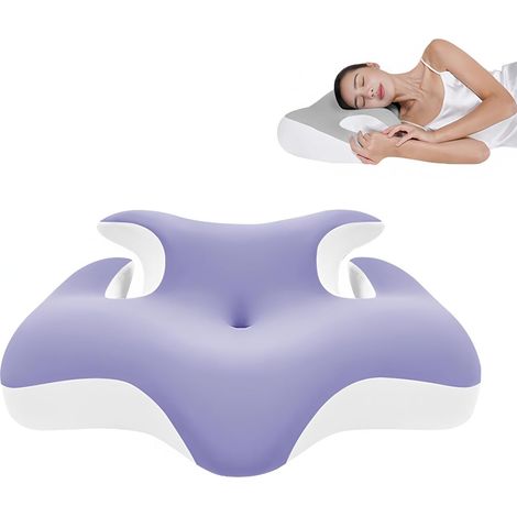 Oreiller cervical en mousse à mémoire de forme pour un sommeil réparateur, taie d'oreiller respirante et rafraîchissante (violette)-AquaForge (1/5)