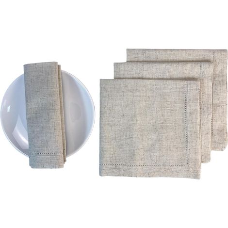 Serviettes de Table en Tissu Lot de 6 Serviette en Coton et Lin Mélangé Décoration Lavable et Réutilisable pour Mariages, Fêtes, Anniversaire, Noël, l'hôtel, Restaurant (Gris, 20 x 20 cm) (1/5)