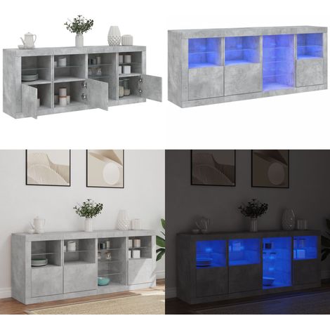 Sideboard mit LED-Leuchten Betongrau 164x37x67 cm - Sideboard - Holzwerkstoff (1/5)