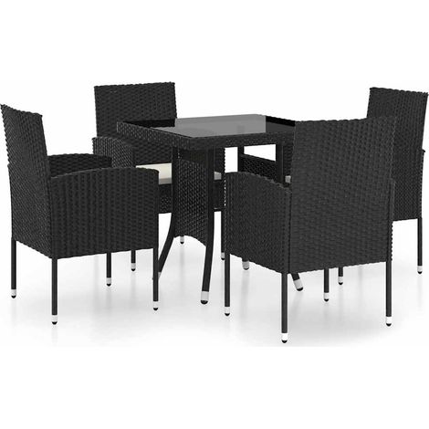 Maison Exclusive - 5-tlg. Garten-Essgruppe Poly Rattan Schwarz (1/5)