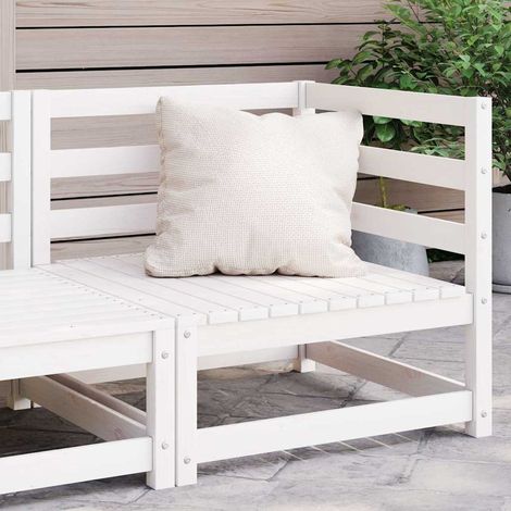 Canapé d'angle de jardin, Canapé d'extérieur, Meuble de jardin, Blanc Bois de pin massif OIB3567E (1/5)