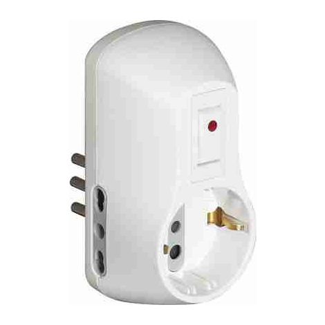 BTIS3610DB Adattatore Safe 1 presa tedesca e 2 prese bipasso 10/16A - bianco