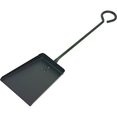 Pelle a cassetta in metallo con manico lungo, nero, 11 x 46 cm