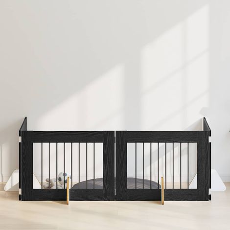 Puerta de perro con soportes 4 pcs Roble Negro 80 x 60 cm
