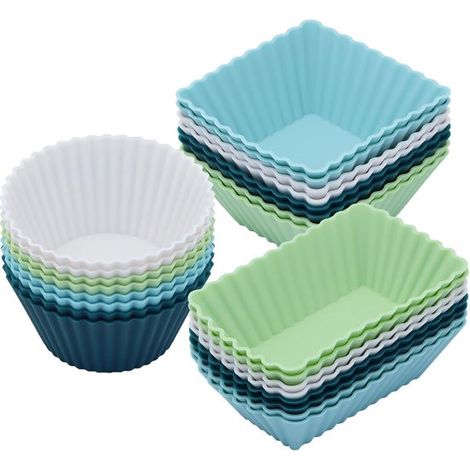 24 Silikon-Muffinformen – Wiederverwendbare Cupcake-Körper in 3 Formen (Neutrale Farben) (1/5)