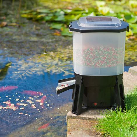 Distributore automatico di cibo per pesci - UBBINK - Solare - Serbatoio 6 L - 1 a 6 alimentazioni/giorno - Portata 1 a 3 m (1/4)
