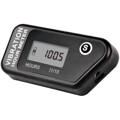 Compteur horaire sans fil alimenté par batterie, jauge de détection de vibration pour tracteur de pelouse, chariot de golf(Black)