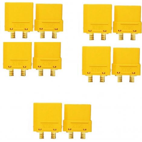 jaune,5 Paires XT90 Batterie Connecteur, XT90 Connecteur mâle et Femelle, avec Thermorétractable Tube, pour RC Lipo Battery (1/5)