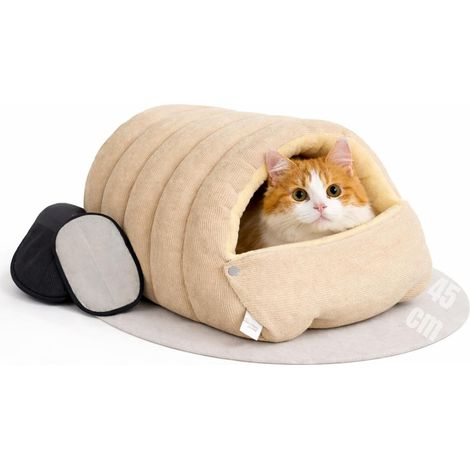 1 Panier Chat 2 En 1 Grotte Douillette Niche Petit Chien Lavable Pliable Hiver Intérieur (1/5)