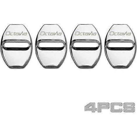 Cache de protection de boucle de verrouillage de porte en acier inoxydable pour Skoda Octavia A7 Fabia Superb - Accessoires auto - Cache de protection de verrouillage de porte - argent (1/5)
