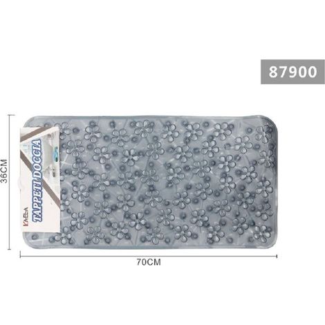 Kaela - Tappeto Antiscivolo Rettangolare Bagno Vasca Doccia Loto Grigio 36 X 70 Cm 87900 -