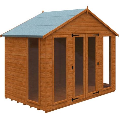 6 x 10 Feet Contemporary Summerhouse 12mm Shed - Solid Wood/Softwood/Pine - L175 x W295 x H257.7 cm - Burnt Orange