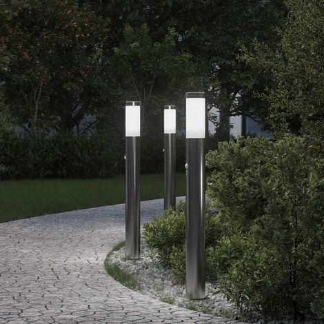 vidaXL Lampioni a dissuasore con sensore 3 pz 80 cm Acciaio Inox IP44
